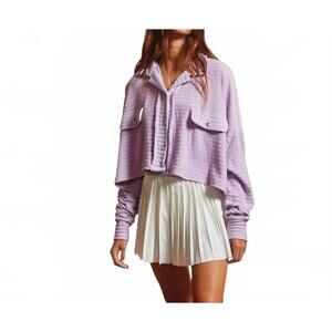 NEW HOITY TOITY loose fit crop shacket in lavender